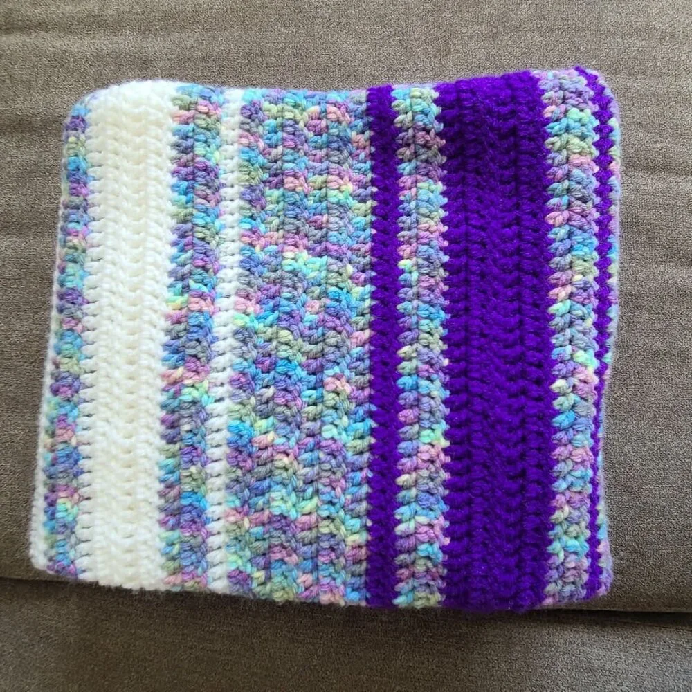Crocheted Striped Lapghan – Handmade in North Dakota – approx 37” x 44”